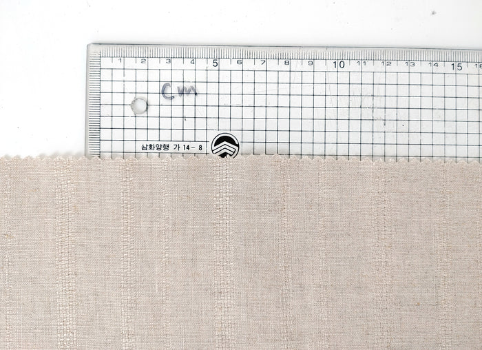 100% Linen Dobby Stripe Fabric – Natural Color, Medium Weight 876