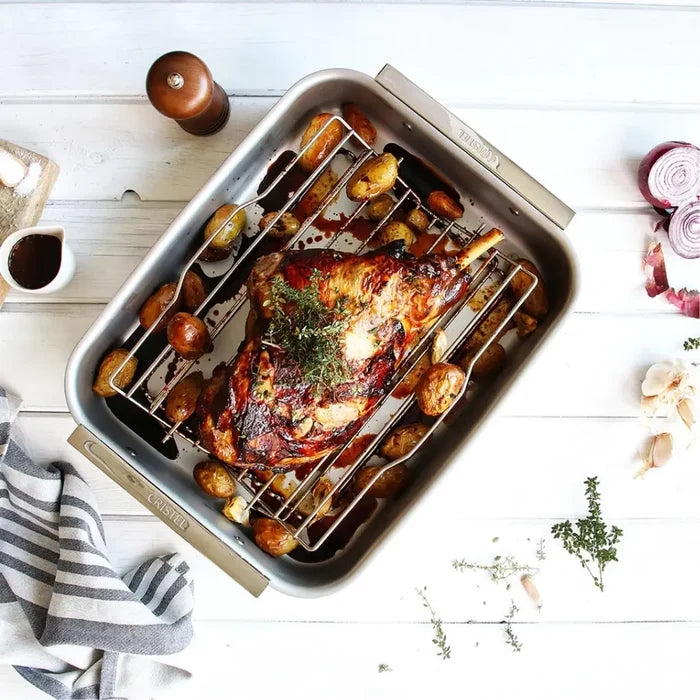 3-Ply Stainless Steel Roasting Pan with Rack by Cristel