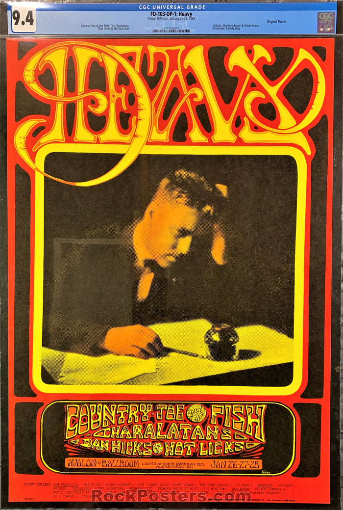 AUCTION - FD-103 - Country Joe & the Fish Poster - Avalon Ballroom - CGC Graded 9.4