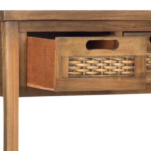 Autumn Elm Wood 3 Drawer Console in Oak with Curved Legs