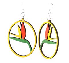 Bird of Paradise tropical flower earrings, eco-friendly jewelry made in USA