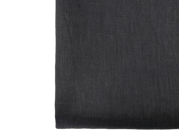 Black 100% Linen Fabric – Lightweight, Pre-Washed, Subtle Stripe Variation