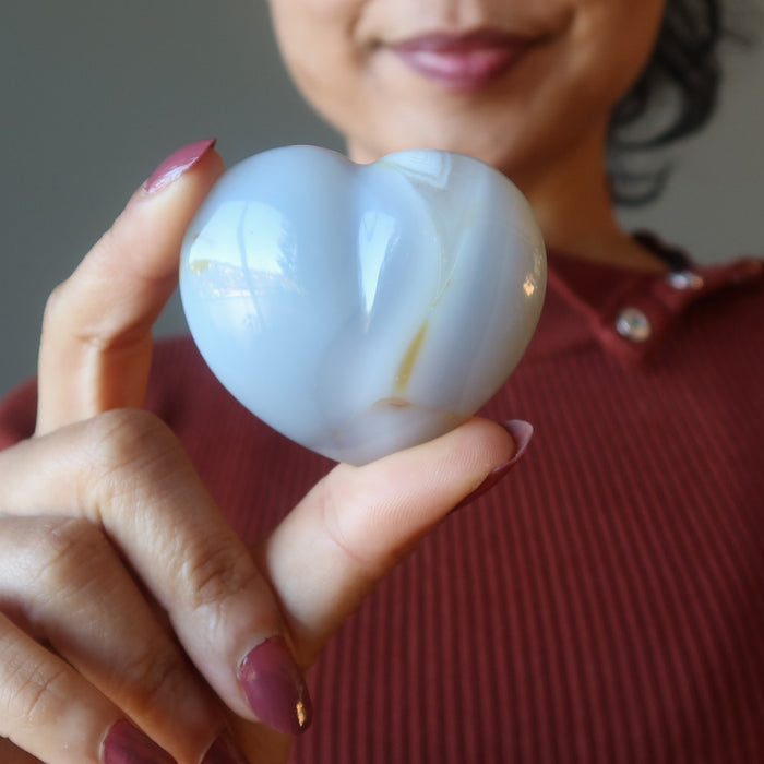 blue lace agate heart