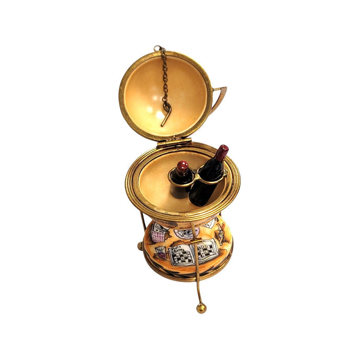 Brown Globe Bar Limoges Box Porcelain Limoges WINE LIMOGES BOXES wine travel French Trinket Box