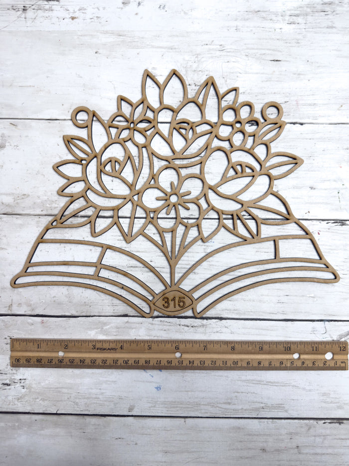 BULK Style 315 Book with Flowers Laser Cut Outline Frame Blank