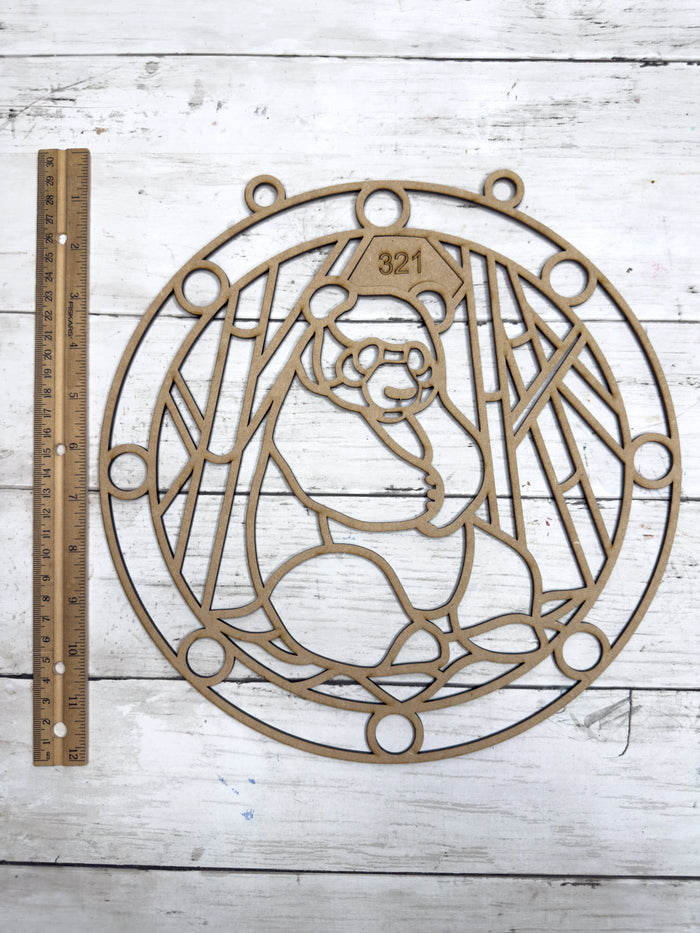 BULK Style 321 Round Panda Bamboo Laser Cut Outline Frame Blank