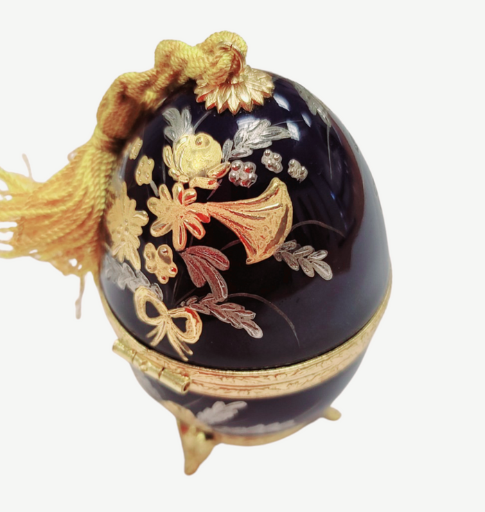 Cobalt Blue Elegance Perfume Holder Porcelain Limoges Perfume egg French Trinket Box