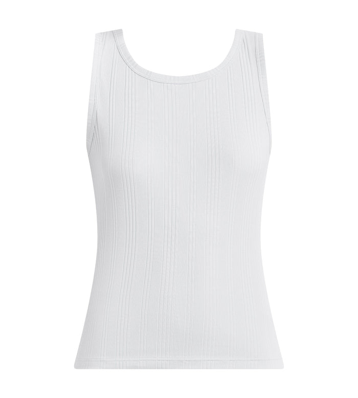 Débardeur femme jersey côtelé fin blanc Dim x Ines de la Fressange