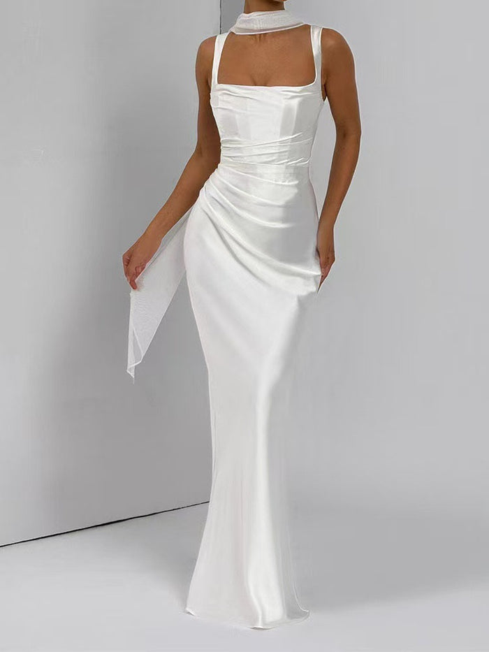 Elegant Square Neck Satin Mermaid Dress | Prom & Evening Wear