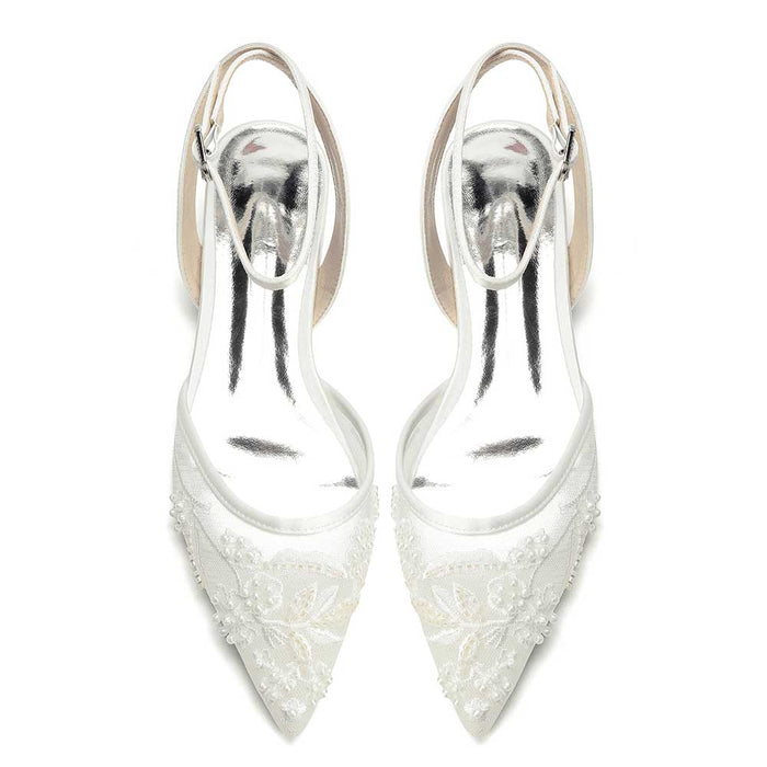 Flat Bridal Shoes Open Back Pointed Toe Wedding Shoes For Women