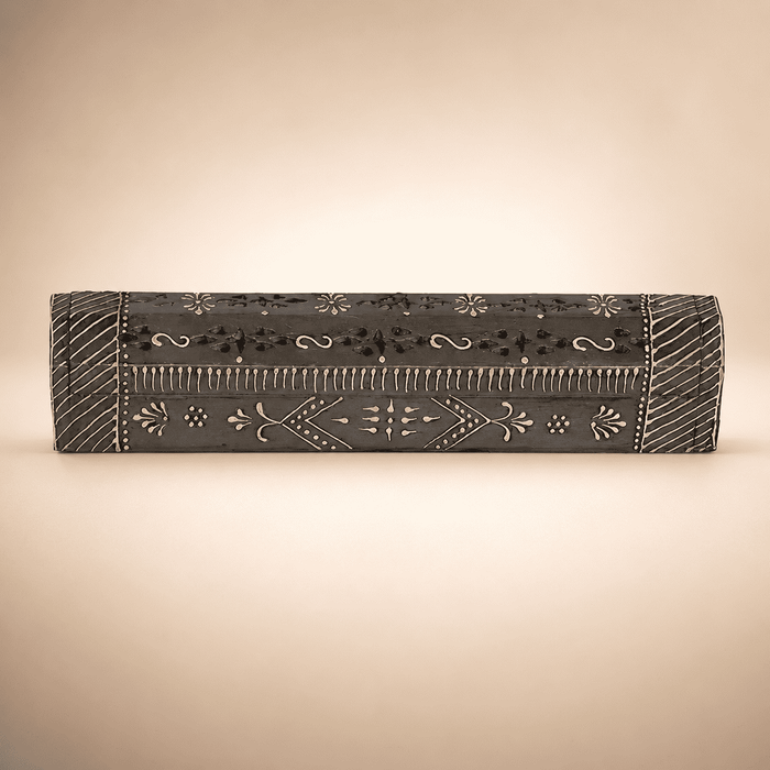 Hand Painted Wooden Incense Box - Grey (12 in.) - Smokin Resin Company