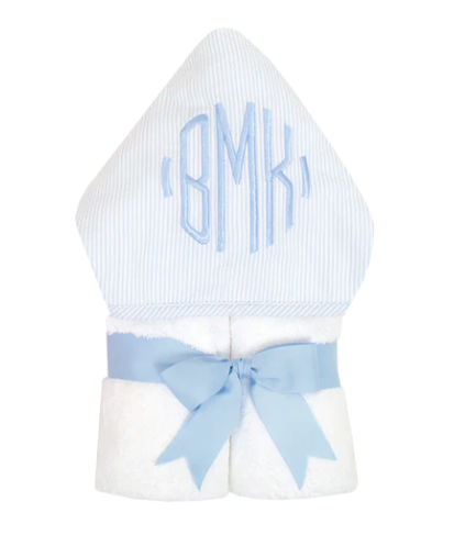 Hooded Towel - Blue Seersucker