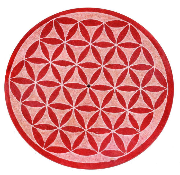 Incense Burner - Round Flower of Life (4 in.)