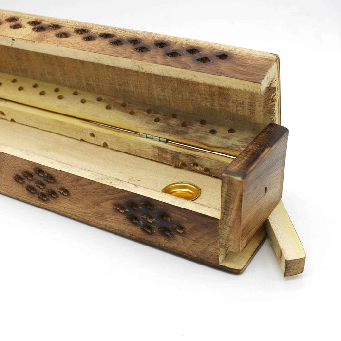 Incense Burner Box, Wooden - Skull of Luck