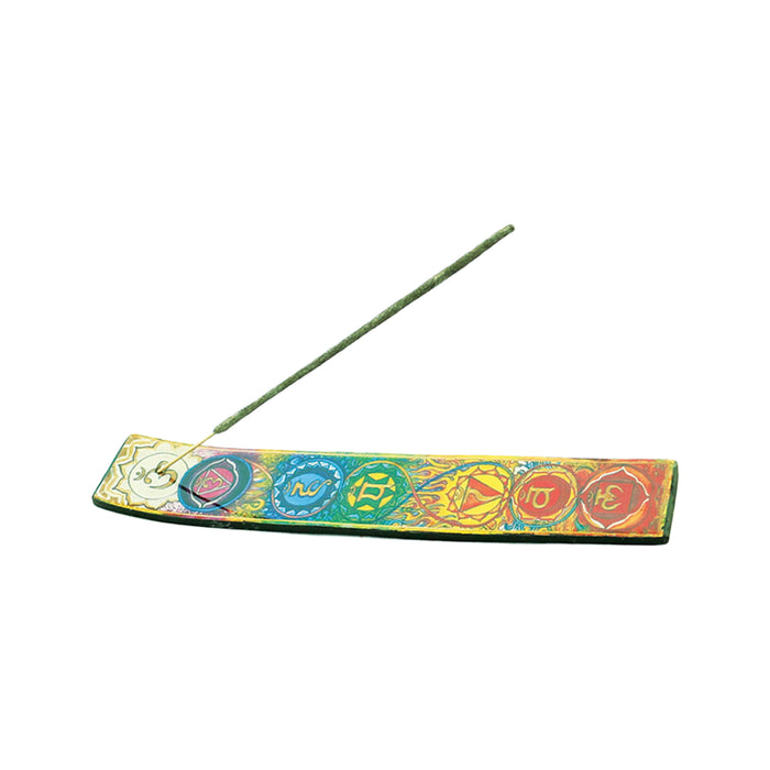 Incense Burner, Wooden - 7 Chakras (11 in.) - Smokin Resin Company