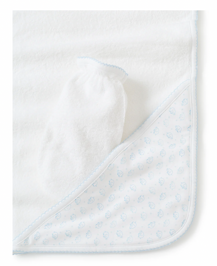 Kissy Kissy - Towel + Mitten Set - Ele-Fun (Blue)