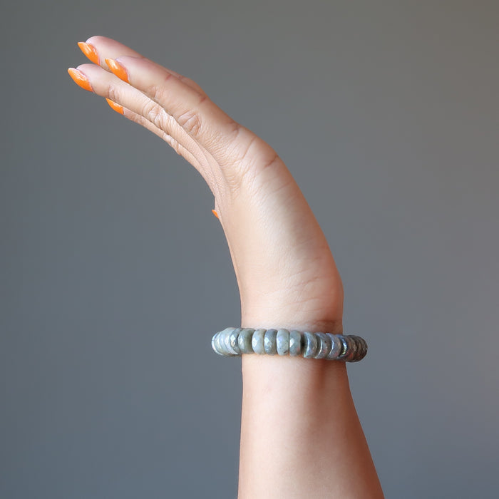 titanium labradorite bracelet on wrist
