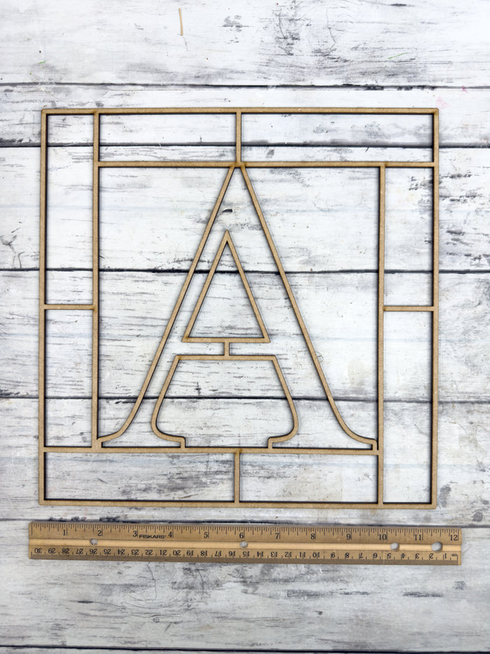 Letter A Square Monogram Laser Cut Outline Frame Blank