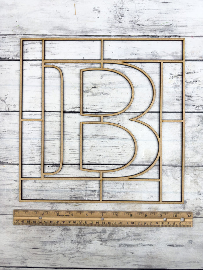 Letter B Square Monogram Laser Cut Outline Frame Blank