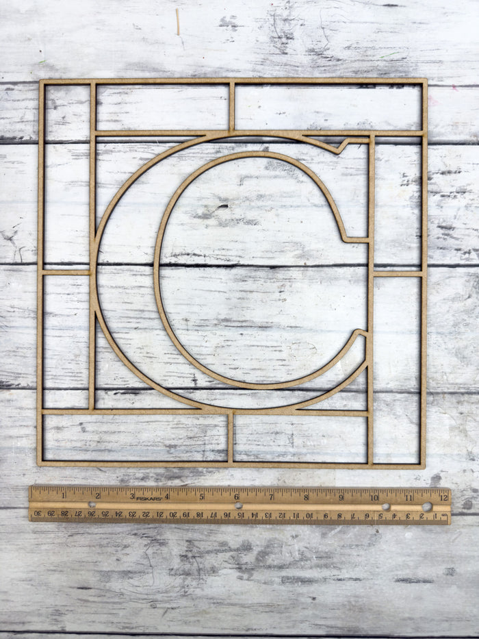 Letter C Square Monogram Laser Cut Outline Frame Blank
