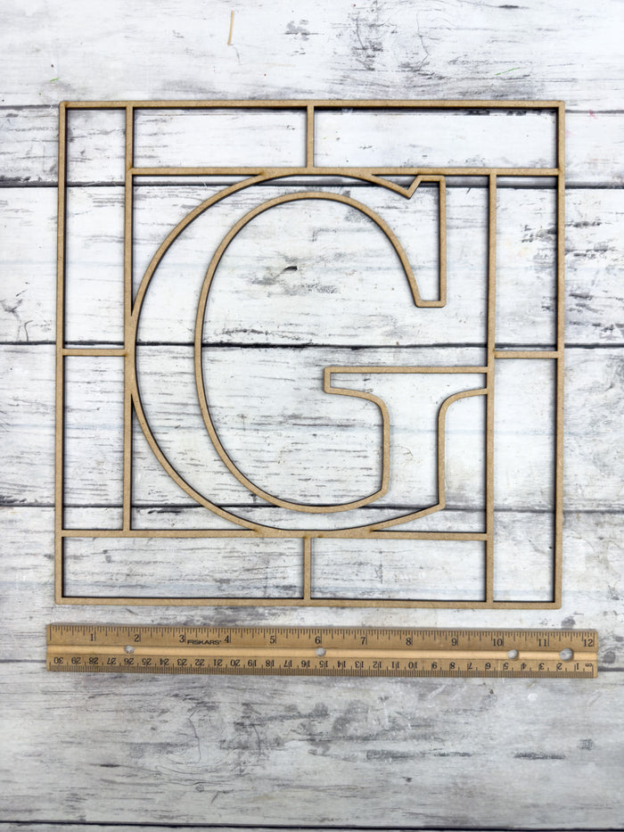 Letter G Square Monogram Laser Cut Outline Frame Blank
