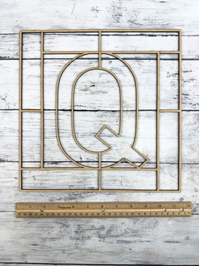 Letter Q Square Monogram Laser Cut Outline Frame Blank