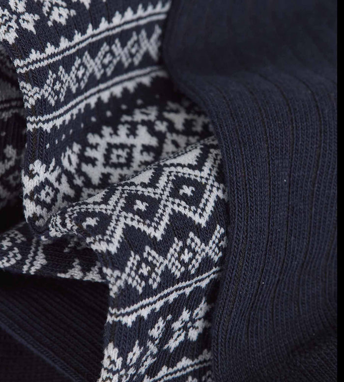 Lot de 2 chaussettes homme nordique navy bleu, navy blue Coton Fancy