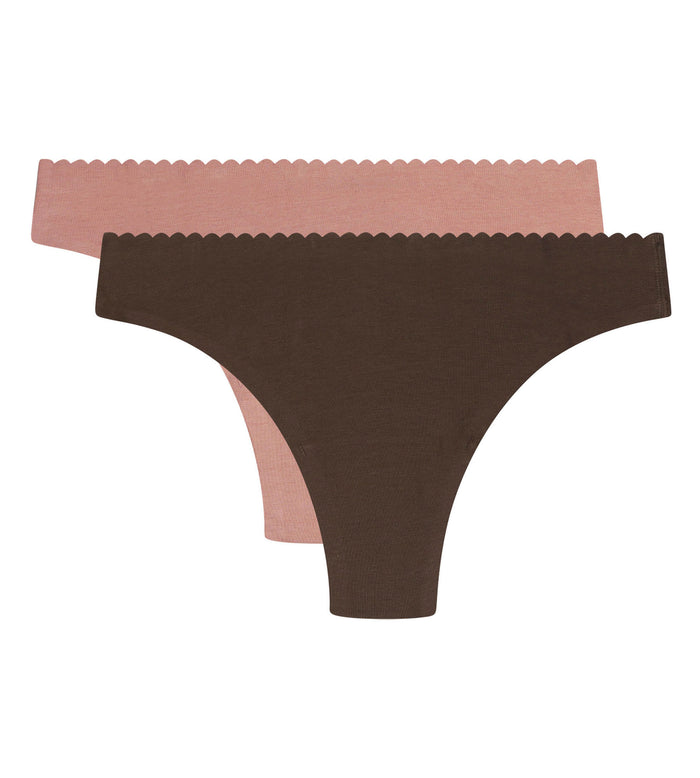 Lot de 2 tangas femme Marron et Rose Body Touch Easy