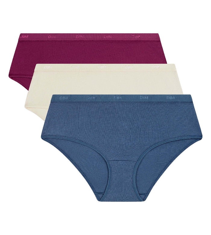 Lot de 3 boxers femme coton stretch Bleu Rouge Les Pockets Ecodim