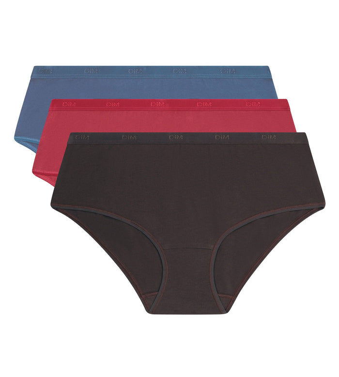 Lot de 3 boxers femme coton stretch Gris Rouge Les Pockets Ecodim