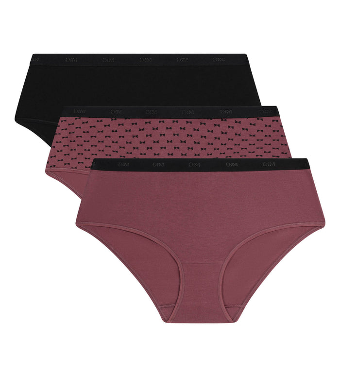 Lot de 3 boxers femme en coton stretch Noir Prune Les Pockets