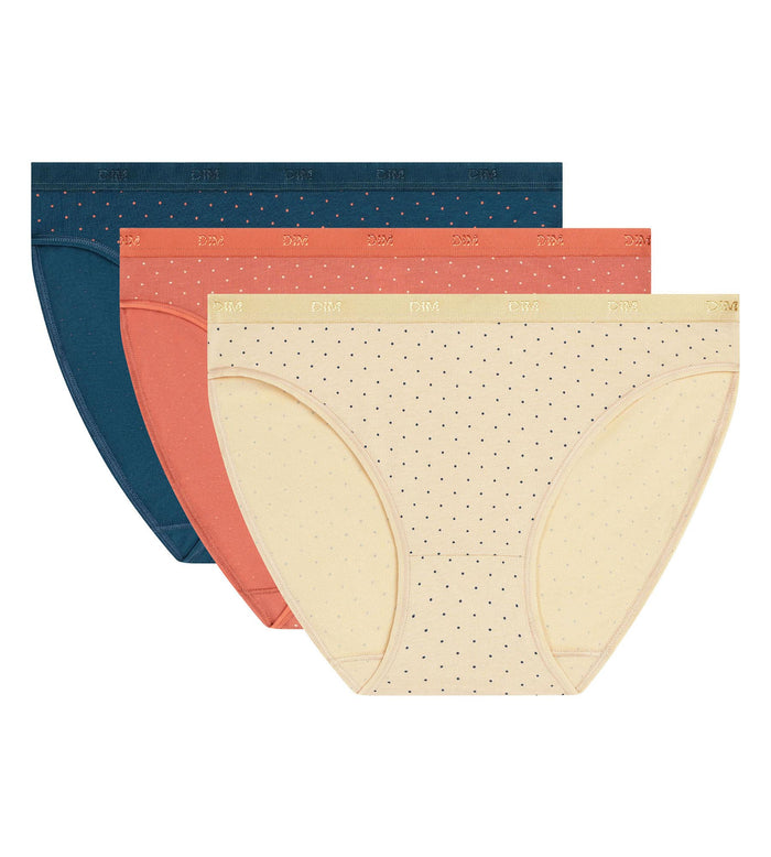 Lot de 3 slips femme coton stretch à pois Dim Les Pockets
