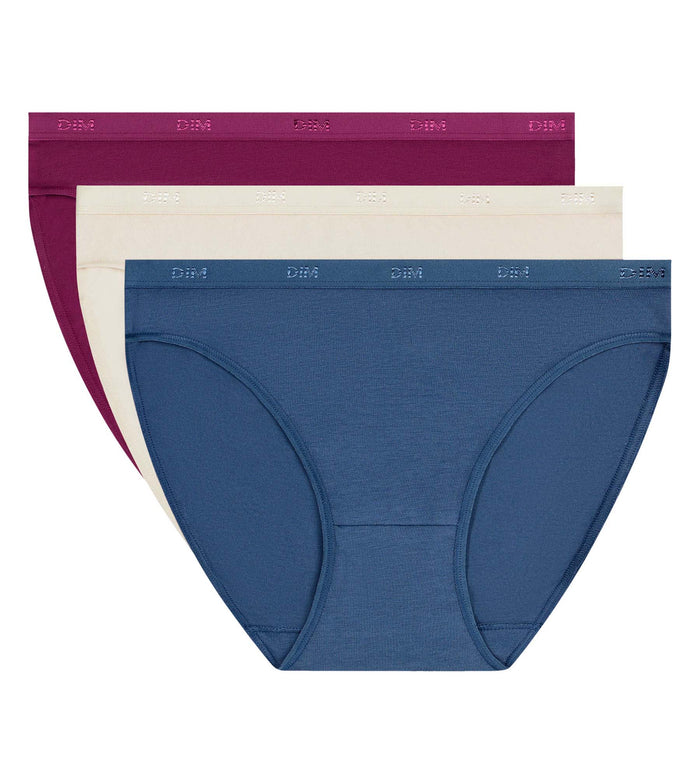 Lot de 3 slips femme coton stretch Cendre Crème Les Pockets Ecodim