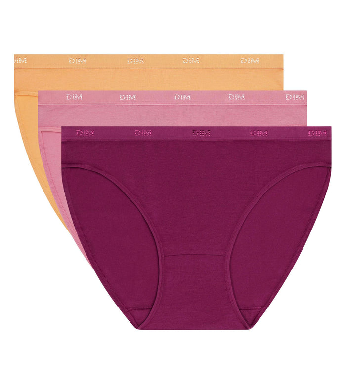 Lot de 3 slips femme coton stretch Rose Orange Les Pockets Ecodim