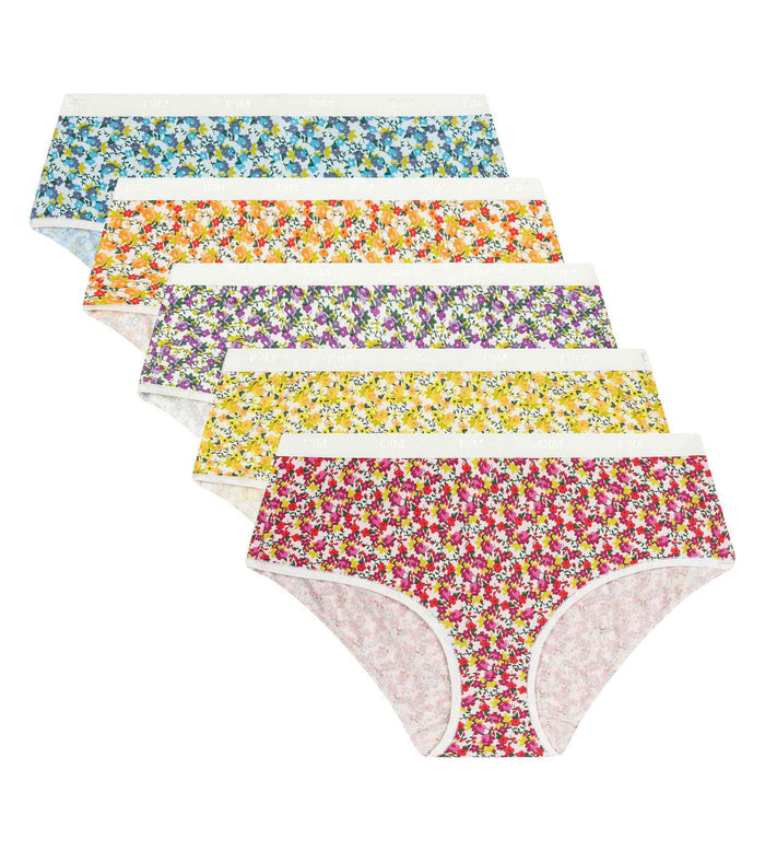 Lot de 5 boxers femme coton stretch à fleurs Les Pockets