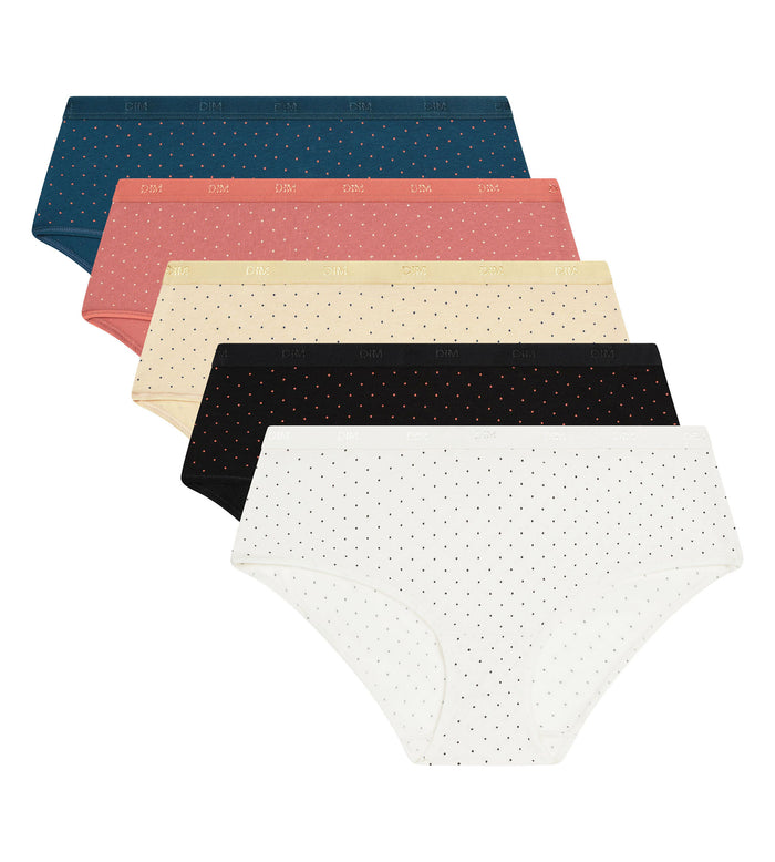 Lot de 5 boxers femme coton stretch à pois Les Pockets