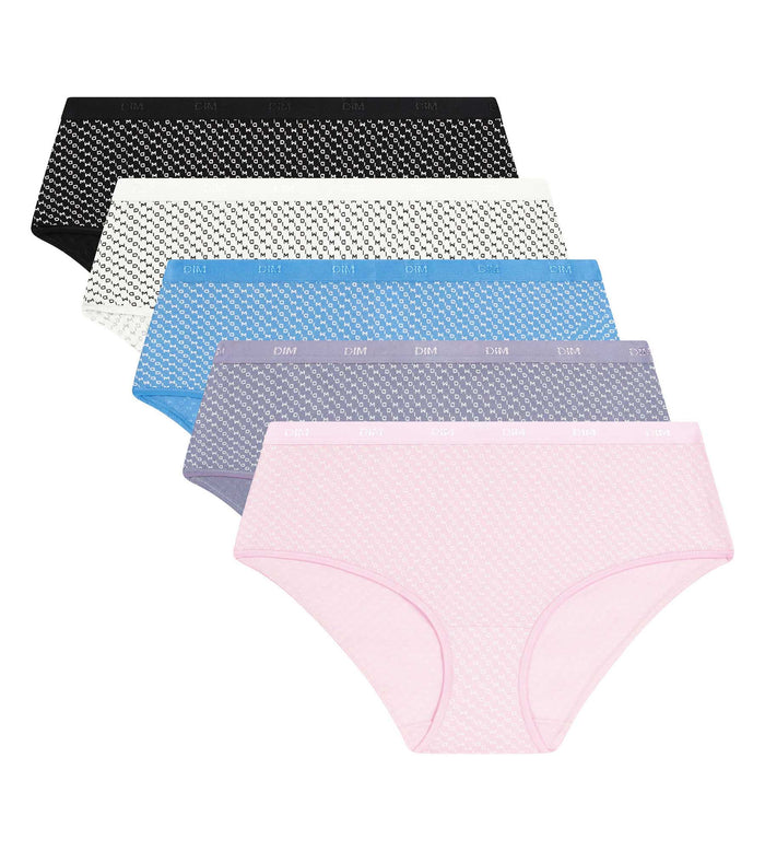 Lot de 5 boxers femme coton stretch logo Dim Les Pockets