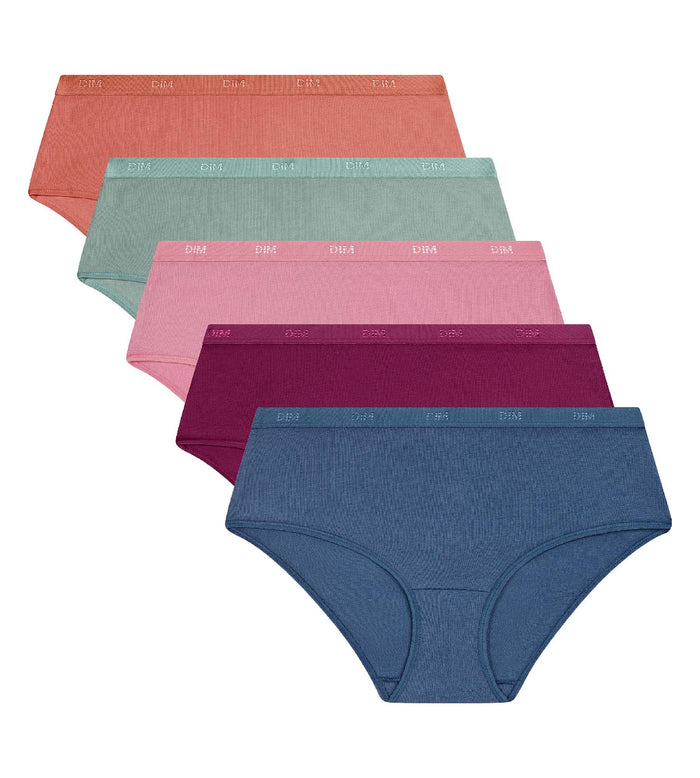Lot de 5 boxers femme coton stretch Rose Bleu Les Pockets Ecodim