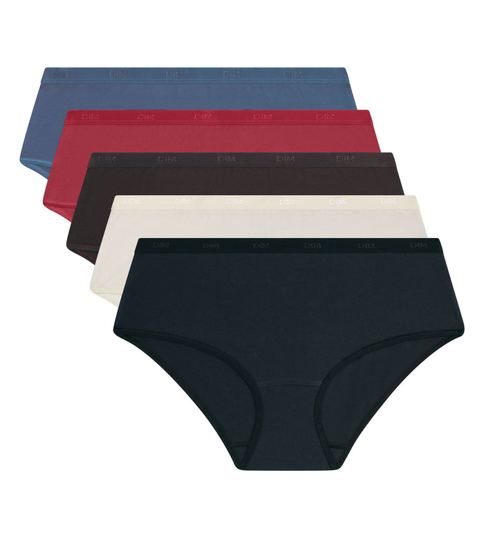 Lot de 5 boxers femme coton stretch Rouge Noir Les Pockets Ecodim