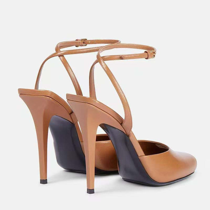 Patent Leather Peep-Toe Slingback Heels – Elegant Stilettos