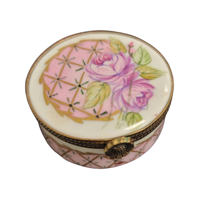 Pink Roses Luxury Pill Box Porcelain Limoges LIMOGES BOXES traditional French Trinket Box