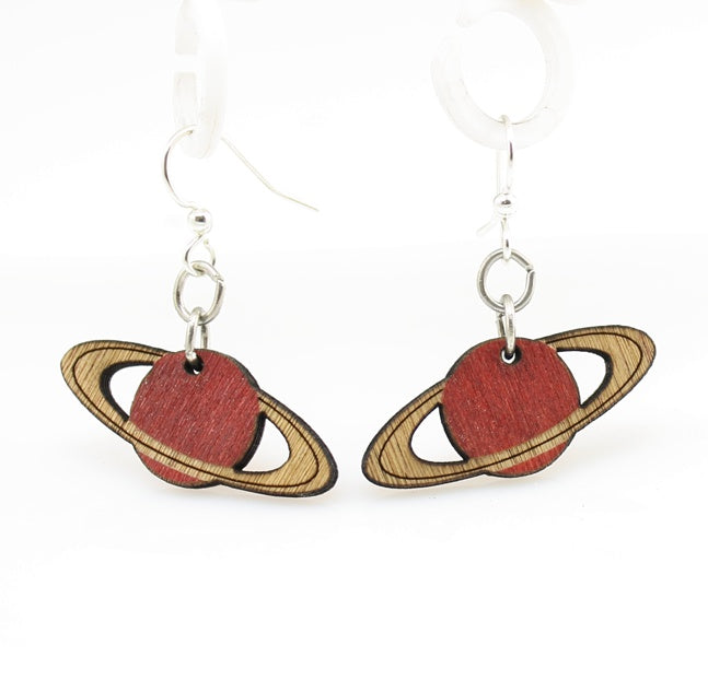 Ringed planet earrings, eco-friendly laser-cut jewelry made in USA