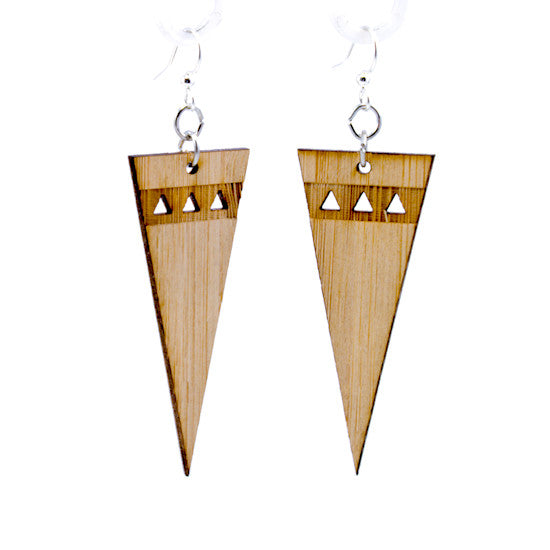 Bamboo pointed edge angular earrings, laser-cut and made in USA