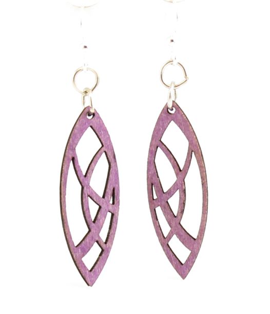 Pointed oval marquise blossom earrings, eco-friendly laser-cut jewelry made in USA