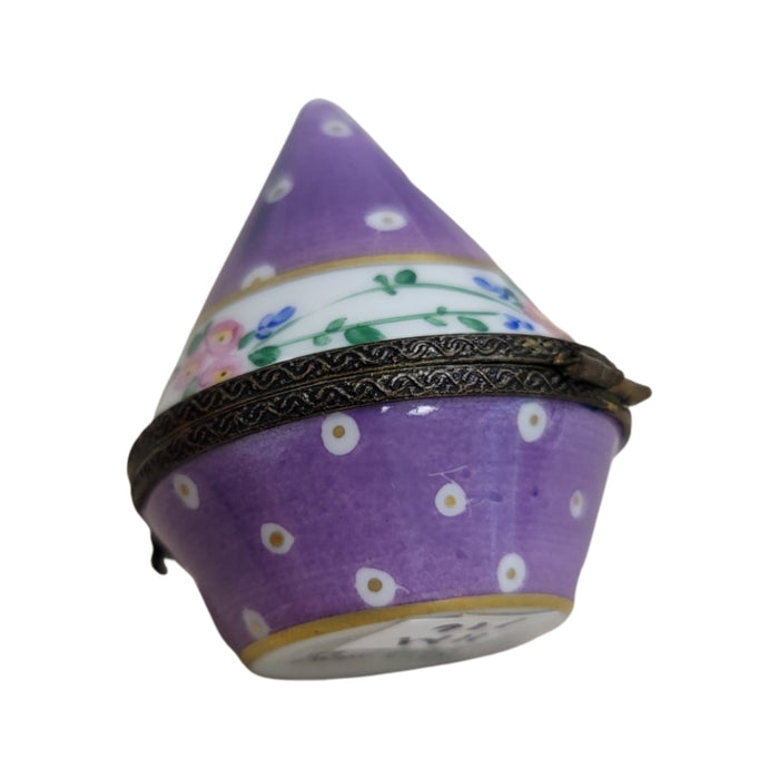 Purple Cone Tent Porcelain Box Porcelain Limoges LIMOGES BOXES traditional French Trinket Box