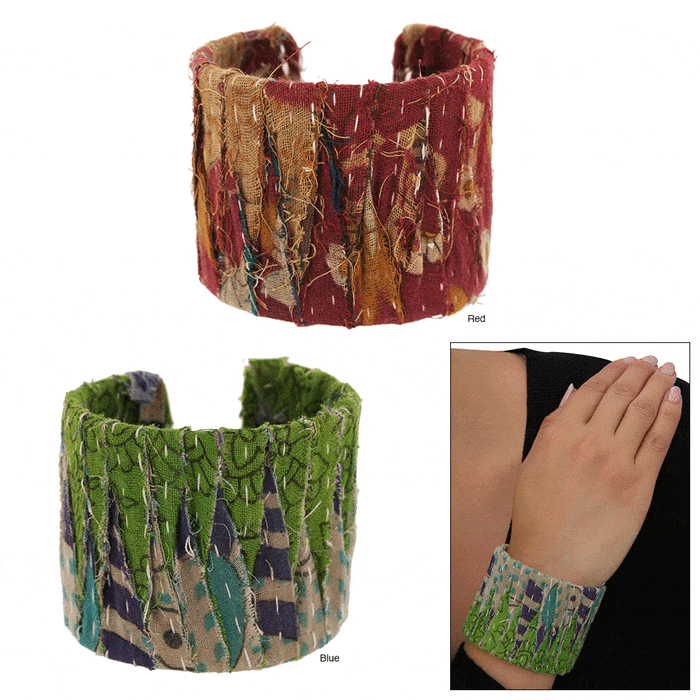 Recycled Kantha Cuff - Smokin Resin Company