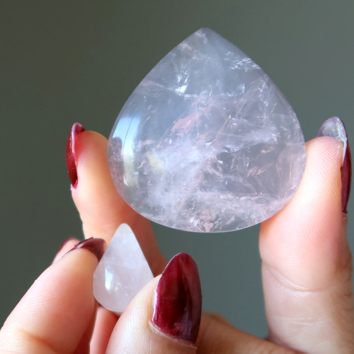 rose quartz teardrop cabochons