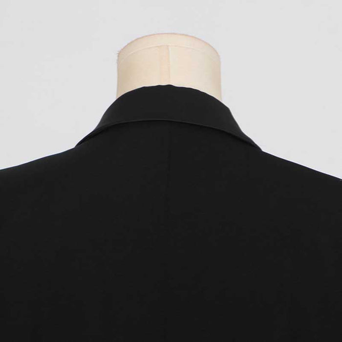 Elegant dressy black jacket for special occasions showcasing a sophisticated collar design