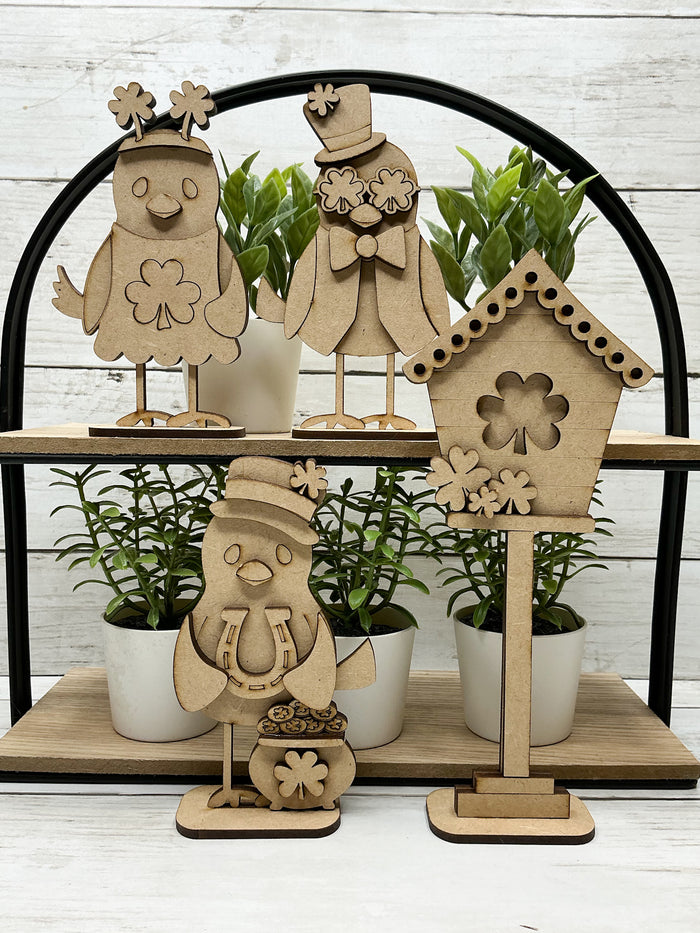 Set of St Patricks Birdies and Birdhouse DIY Craft Kit