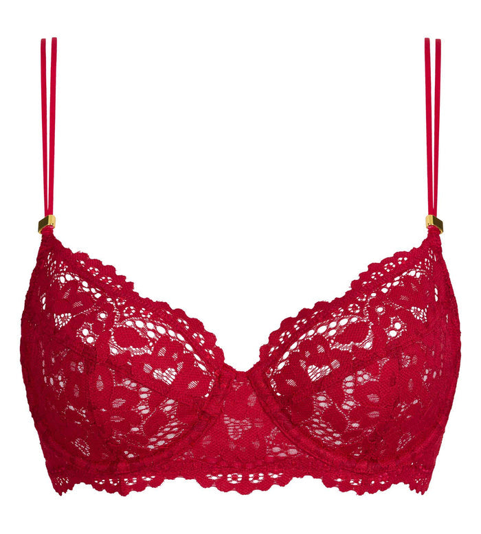 Soutien-gorge corbeille à armatures dentelle rouge Burning Eclat
